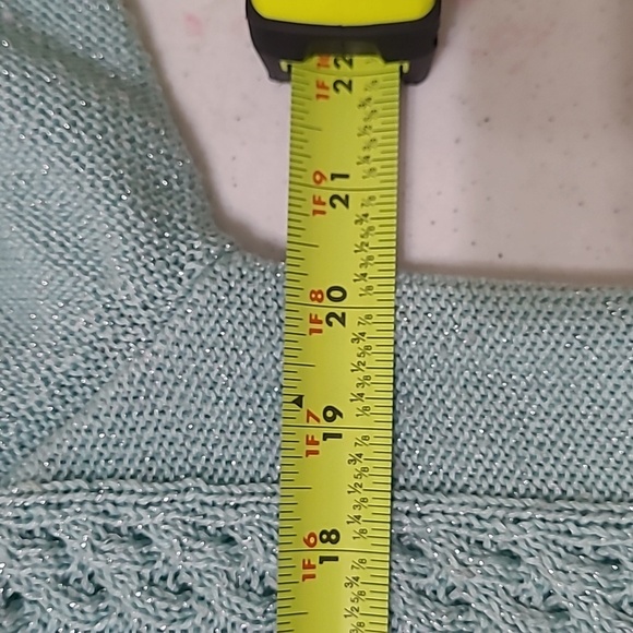 New York & Company Aqua Cowl Neck Sweater with Silver Threading size Large - Picture 8 of 9